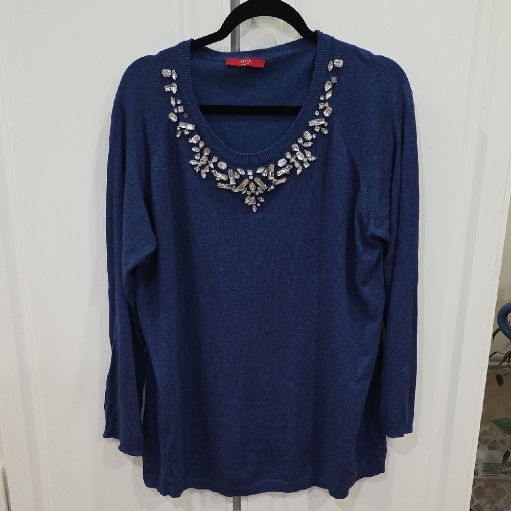 Cyrus Blue Blouse with Silver Embellishments